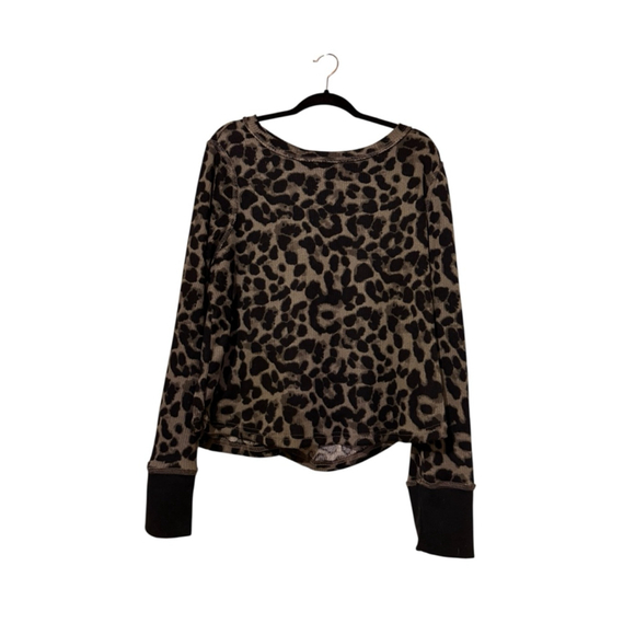 Women's SHEIN Plus Long Sleeve Thermal 2X Brown Black Leopard Print - Picture 2 of 4